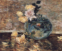 Childe Hassam Roses in a vase