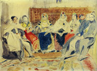 Eugène Delacroix Men and women in an interior (The Bouzaglo home)