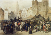 Hippolyte Bellangé French Infantry in a Belgian Town