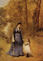 Jean Baptiste Camille Corot Madame Stumpf and her daughter