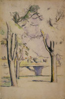 Paul Cézanne Montagne Sainte-Victoire seen beyond the wall of the Jas de Bouffan