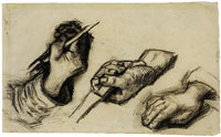 Vincent van Gogh Three hands, two with knives