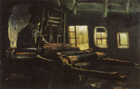 Vincent van Gogh Weaver, interior with three small windows