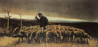 Vincent van Gogh Shepherd with flock of sheep