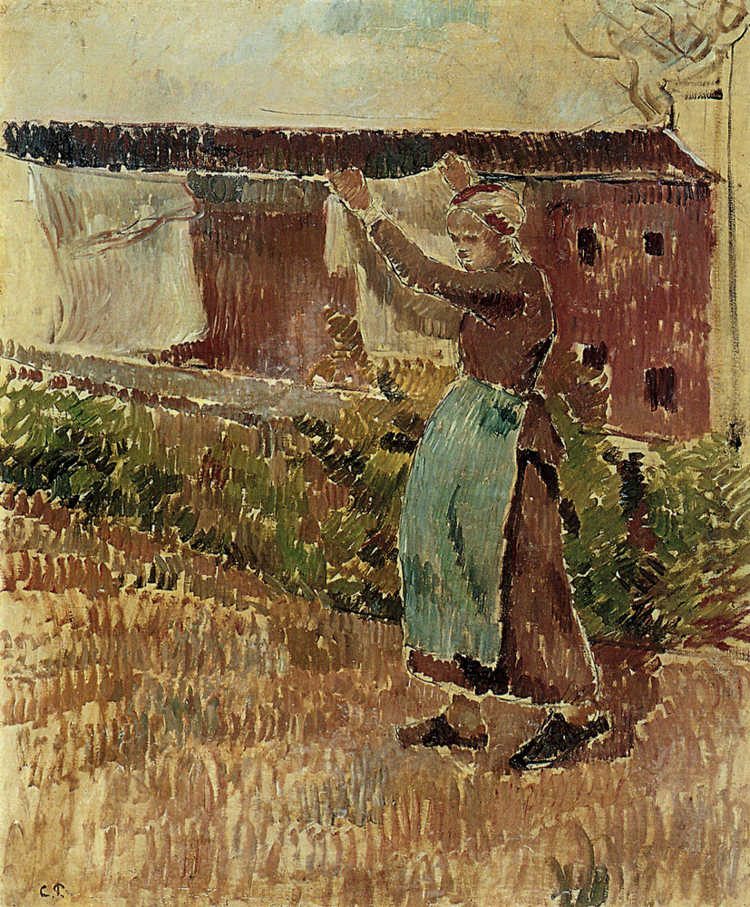 Camille Pissarro - Woman hanging laundry