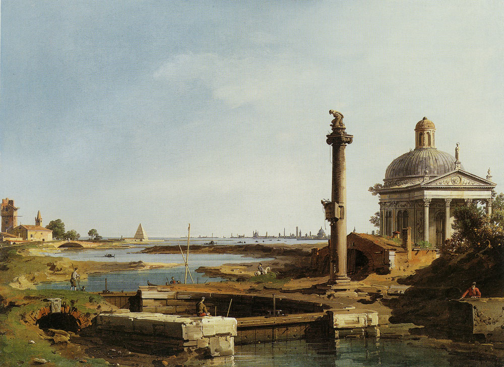 Canaletto - An Island in the Lagoon with a Church and a Column