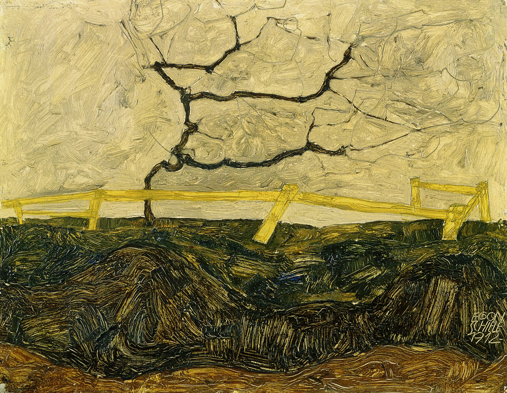 Egon Schiele - Tree Behind a Fence