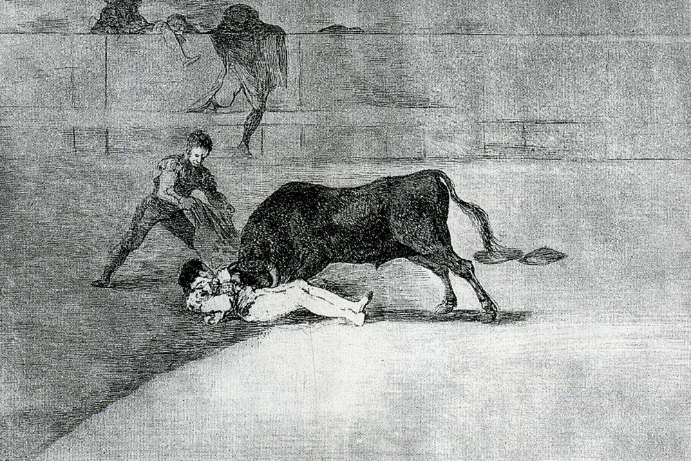 Francisco Goya - La Tauromaquia, No. 33: The Unfortunate Death of Pepe Illo in the Bullring at Madrid