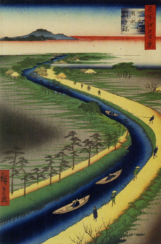 Utagawa Hiroshige - Towboats along the Yotsugi-dori Canal