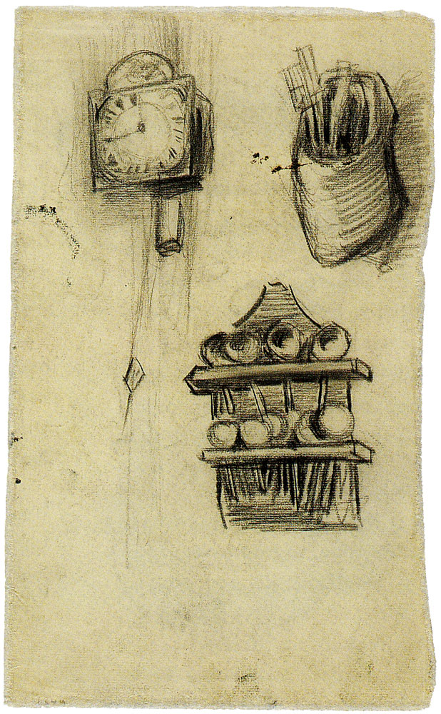 Vincent van Gogh - Clock, clog with cutlery and a spoon-rack