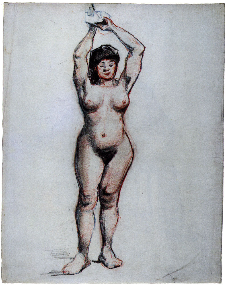 Vincent van Gogh - Female Nude, Standing with Raised Arms