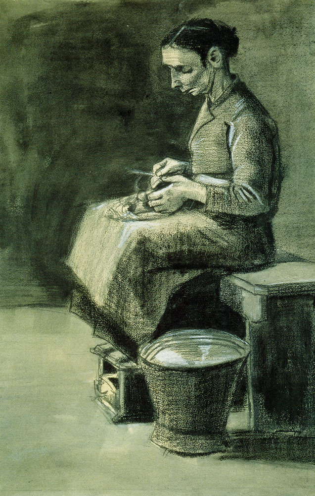 Vincent van Gogh - Sientje, peeling potatoes