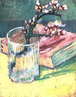 Vincent van Gogh Blossoming Almond Branch in a Glass with a Book