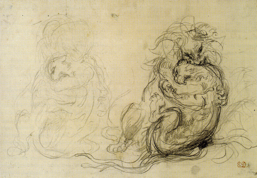 Eugène Delacroix - Two Studies of a Struggle Between a Lion and a Tiger