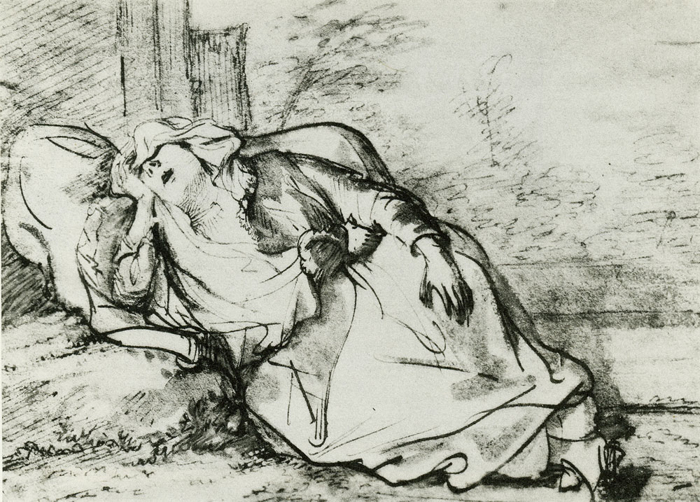 Ferdinand Bol - Woman Asleep, in a Landscape