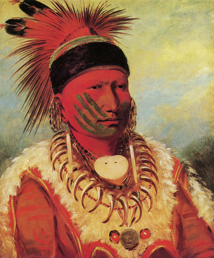 George Catlin - The White Cloud, Head Chief of the Iowas