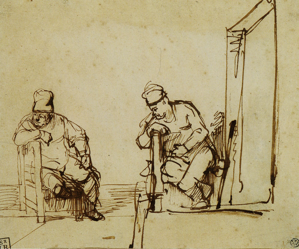 Govert Flinck - Double Study of a Man Seated on a Chair
