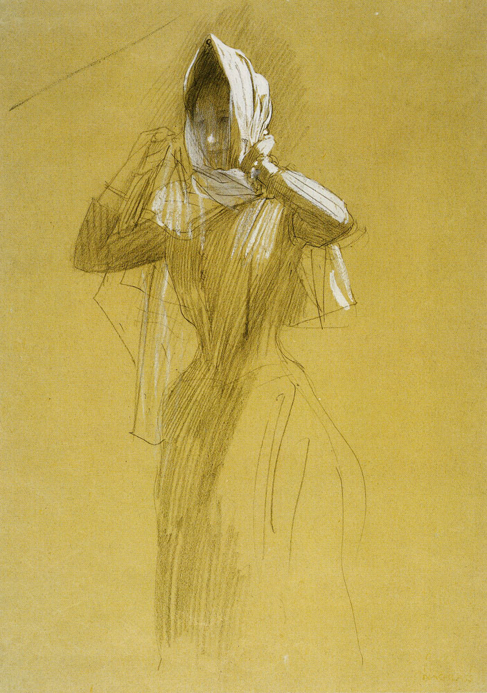 Gustav Klimt - Standing Young Woman Putting on Headscarf