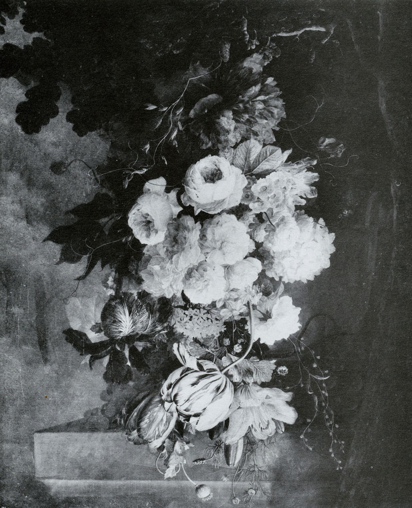 Ascribed to Jacob Xavery - A garland of flowers hanging from a bough