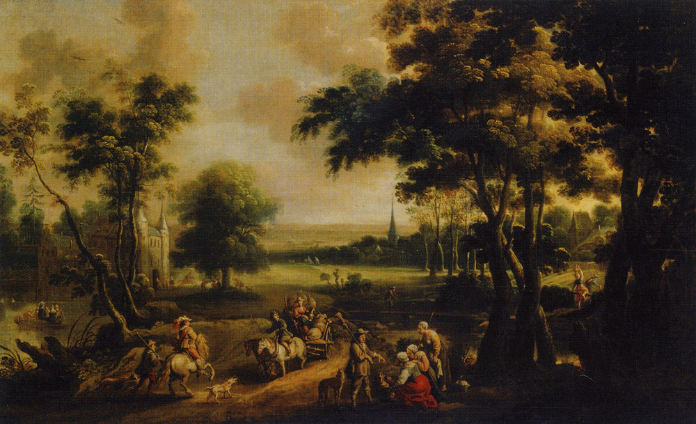 Imitation of Jan Wildens - Landscape with a Castle and Hunters