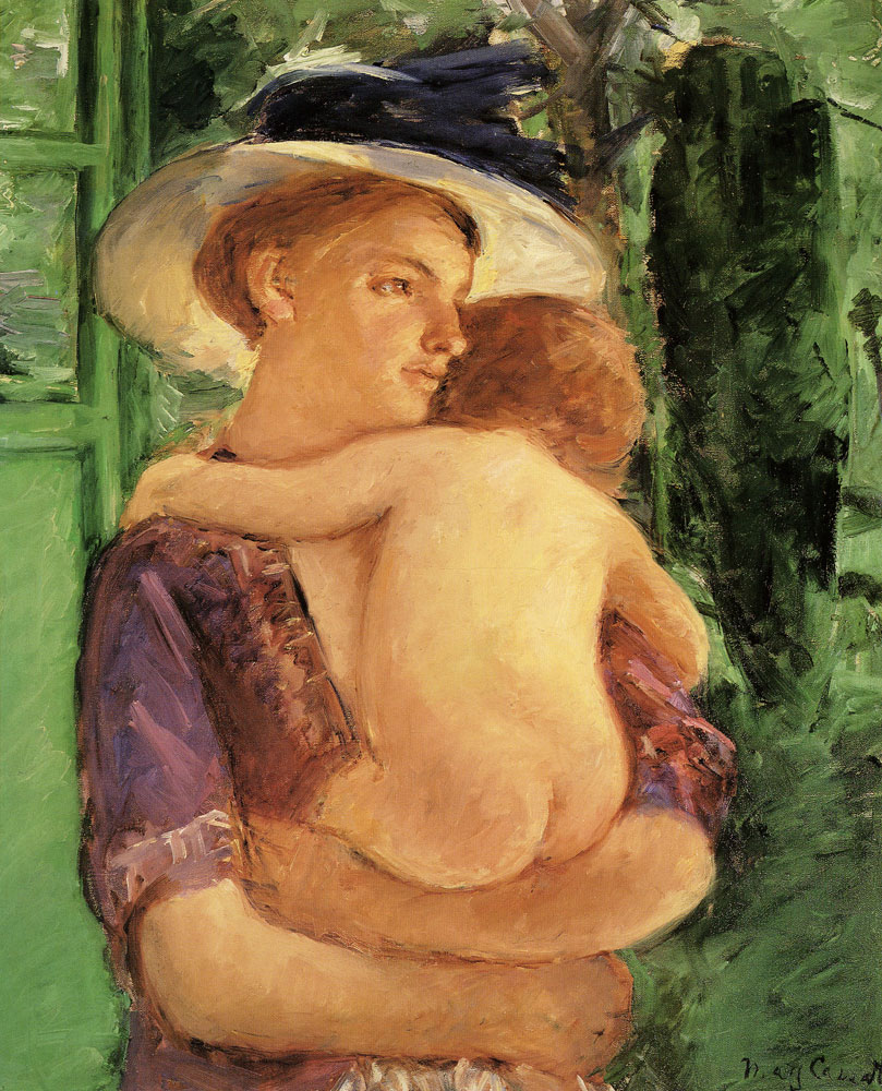 Mary Cassatt - Mother in Large Hat Holding Her Baby