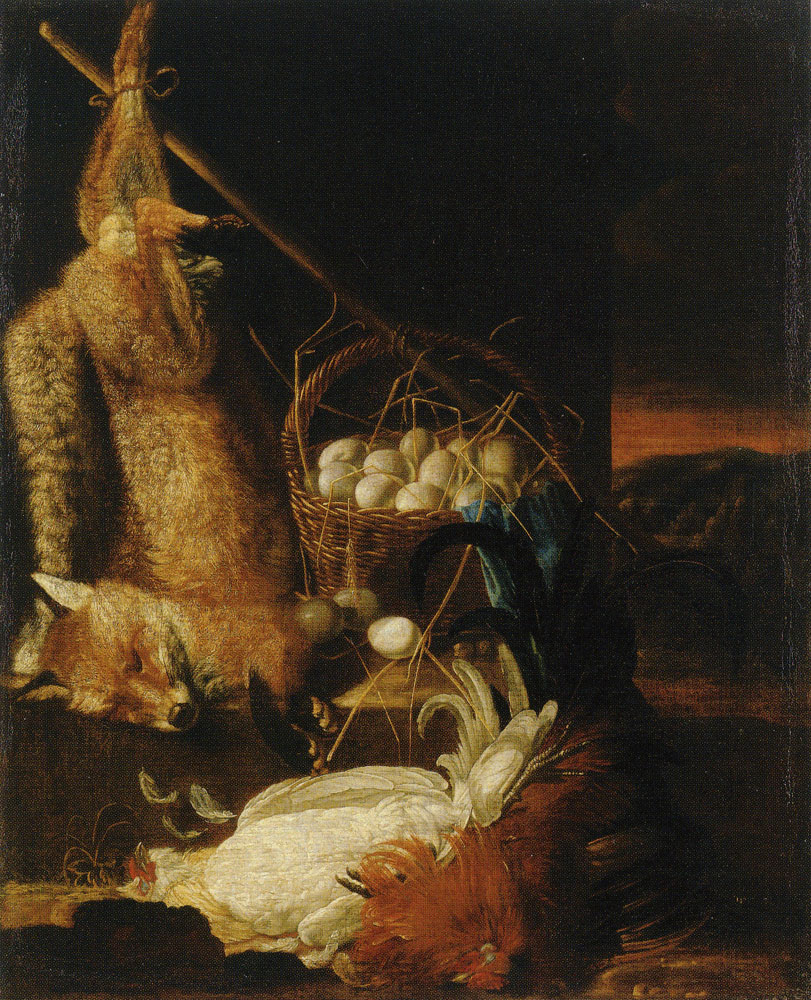 Philipp Ferdinand de Hamilton - Still Life with Dead Cockerels and Fox