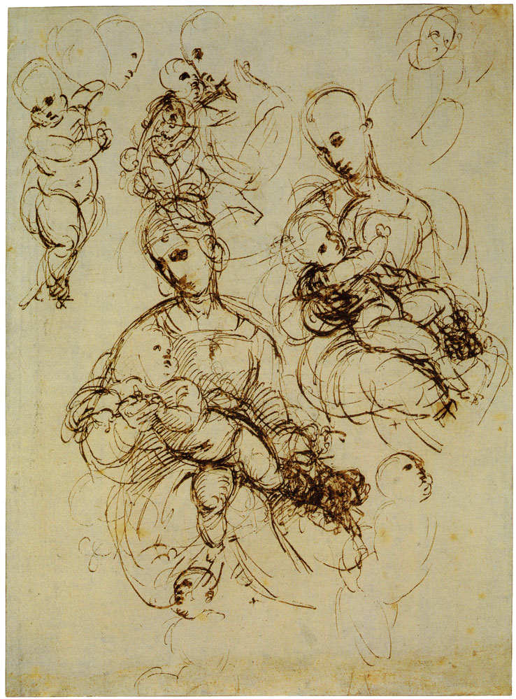 Raphael - Studies of the Virgin and Child