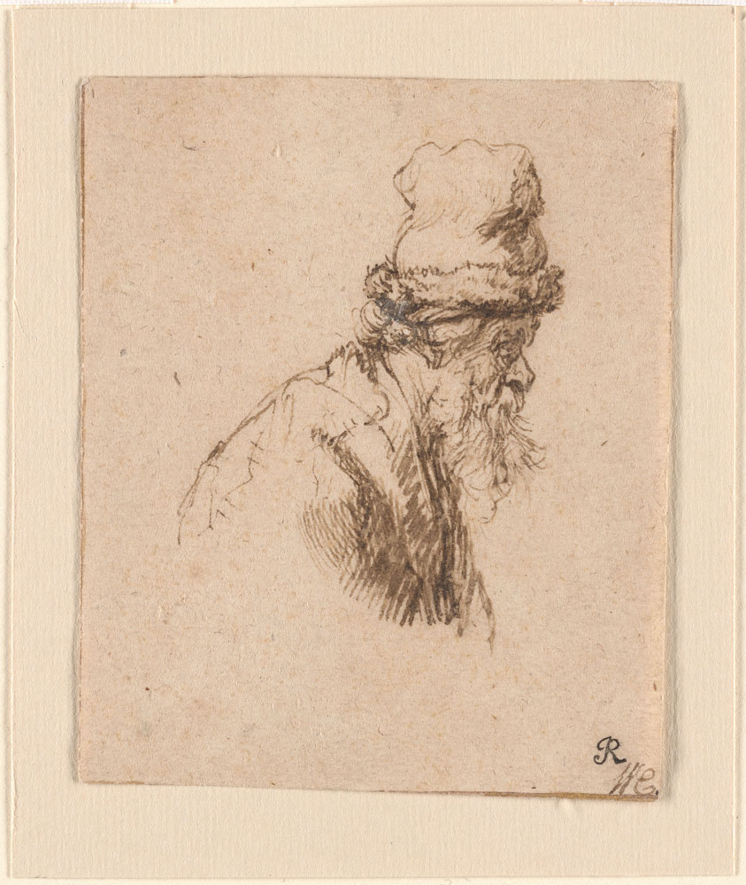 Rembrandt - Bearded Old Man in a High Fur Cap