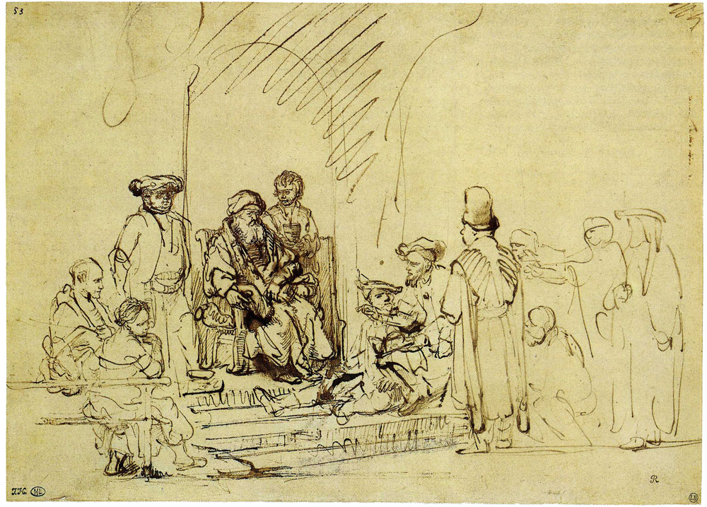 Rembrandt - The Brethren of Joseph Requesting Benjamin from their Father