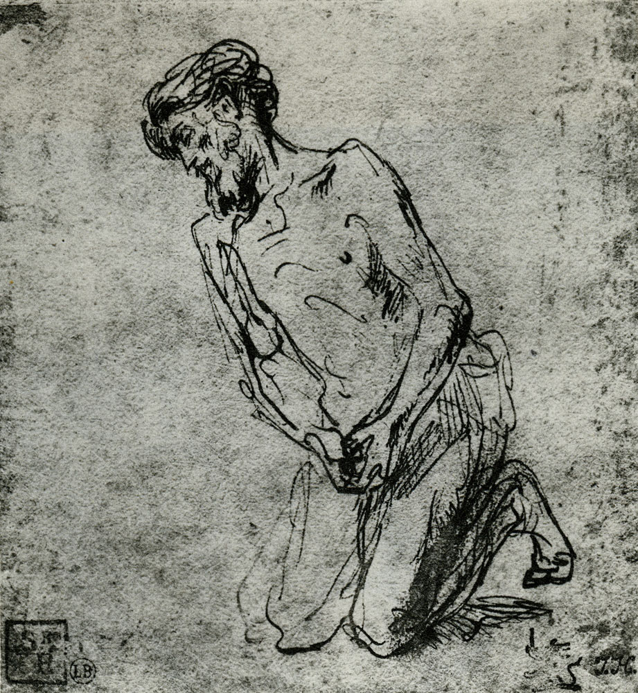 Rembrandt - Nude Man Kneeling