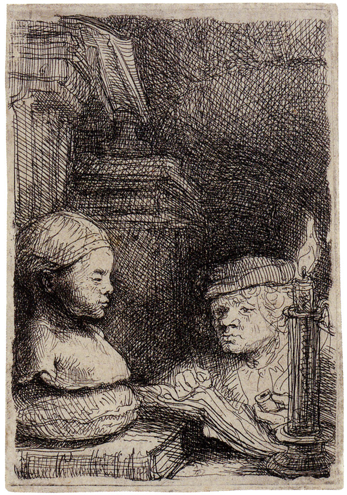 Rembrandt - A Pupil Drawing from a Plaster Cast