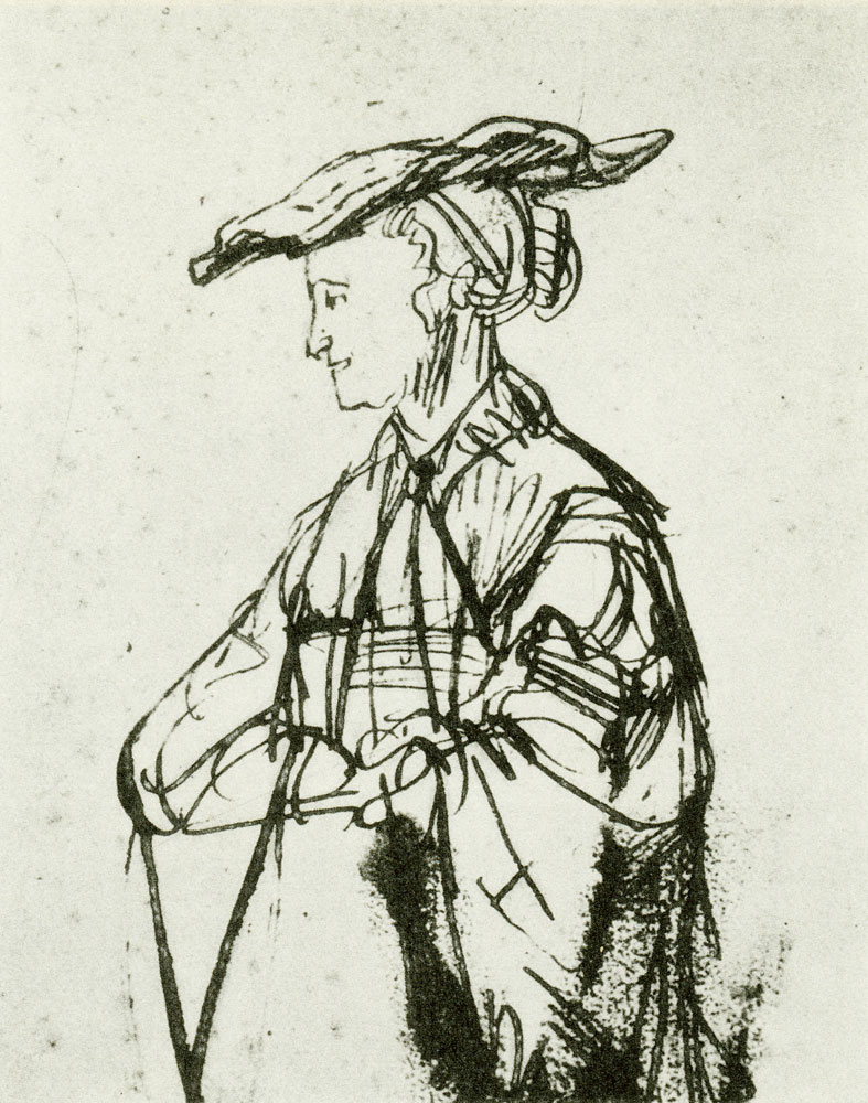 Rembrandt - Study of Saskia in a Flat Hat