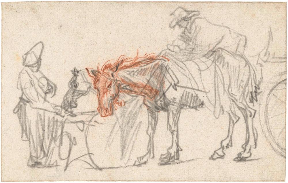 Rembrandt - A team of horses at a stable-rack