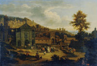 Adriaen Frans Boudewijns and Peeter Bout Market Square in a Town near the Coast