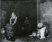 Egbert van der Poel An interior with a woman ironing