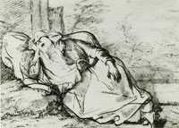 Ferdinand Bol Woman Asleep, in a Landscape