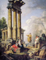 Giovanni Paolo Panini Ruins with Saint Paul Preaching