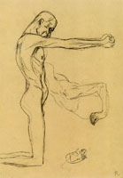 Gustav Klimt Kneeling Male Nude with Extended Arms, Male Torso