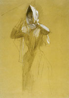 Gustav Klimt Standing Young Woman Putting on Headscarf
