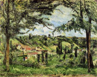 Paul Cézanne Village framed by trees
