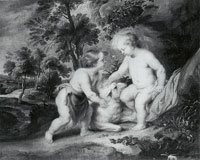 School of Peter Paul Rubens The Christ Child and John the Baptist in a Landscape