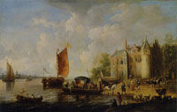 Peter van den Velde Castle by a River Bank