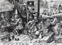 Philips Galle after Pieter Bruegel - The alchemist