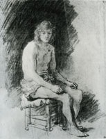 Rembrandt Male Nude Seated on a Stool