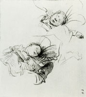 Rembrandt Two Studies of the Little Rumbartus Asleep