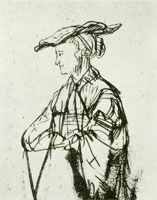Rembrandt Study of Saskia in a Flat Hat