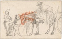 Rembrandt A team of horses at a stable-rack