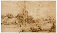 Rembrandt View of a Village Church