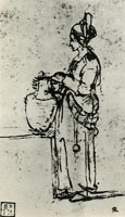 Rembrandt A Woman Supporting a Vase on the Edge of a Well