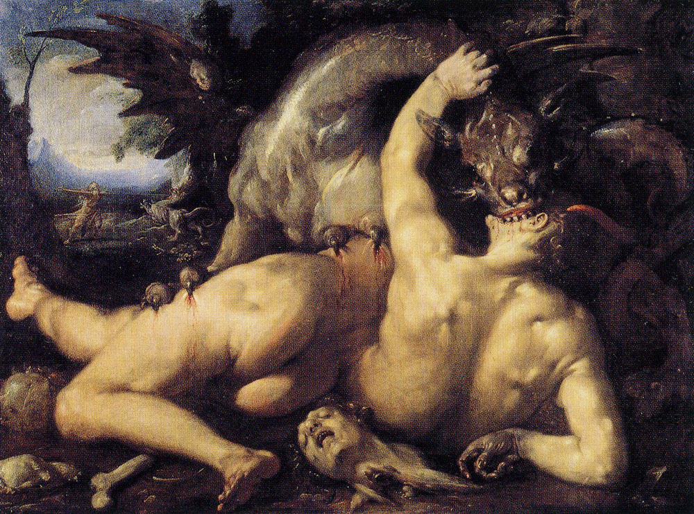 Cornelis van Haarlem - Two Followers of Cadmus devoured by a Dragon